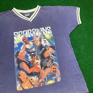 Vintage Scorpions Shirt Mens XL Blue 1999 World Tour Concert Eye To Eye 90s Tee